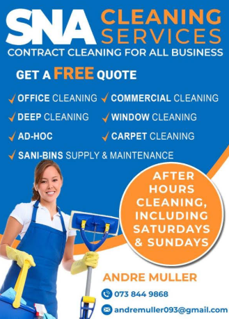 SNA Cleaning Services flyer — Get a free quote and full service list